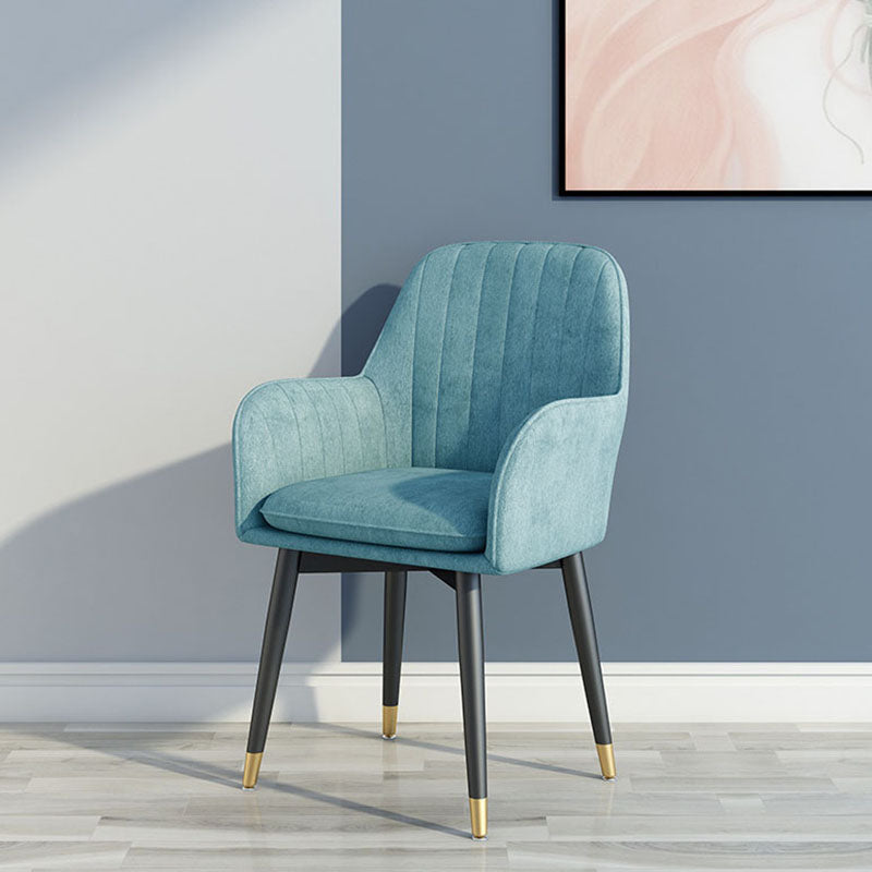 Sillas de comedor de tela escandinava para el hogar, silla lateral de comedor con respaldo sólido y brazo