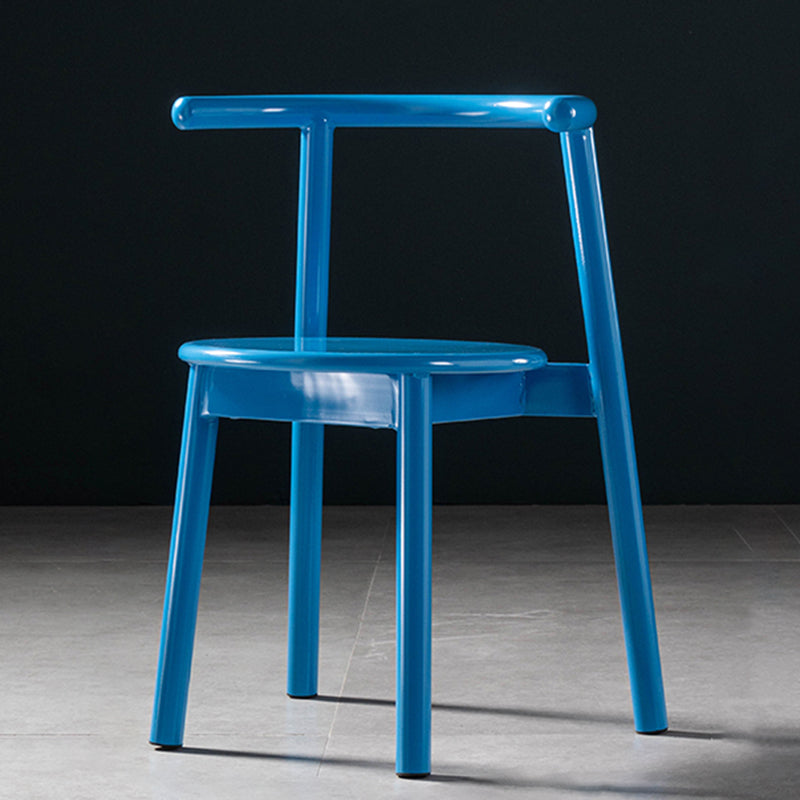 Chaises contemporaines de salle à manger, chaises latérales à dossier ouvert sans accoudoirs avec pieds en métal pour la cuisine