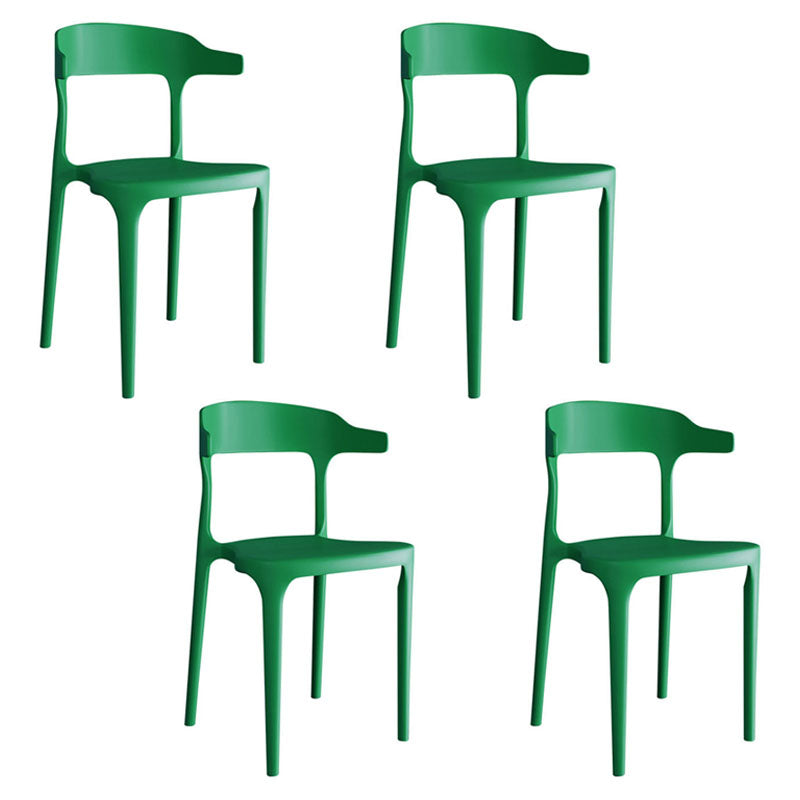 Silla de comedor moderna de plástico con acabado mate y respaldo abierto