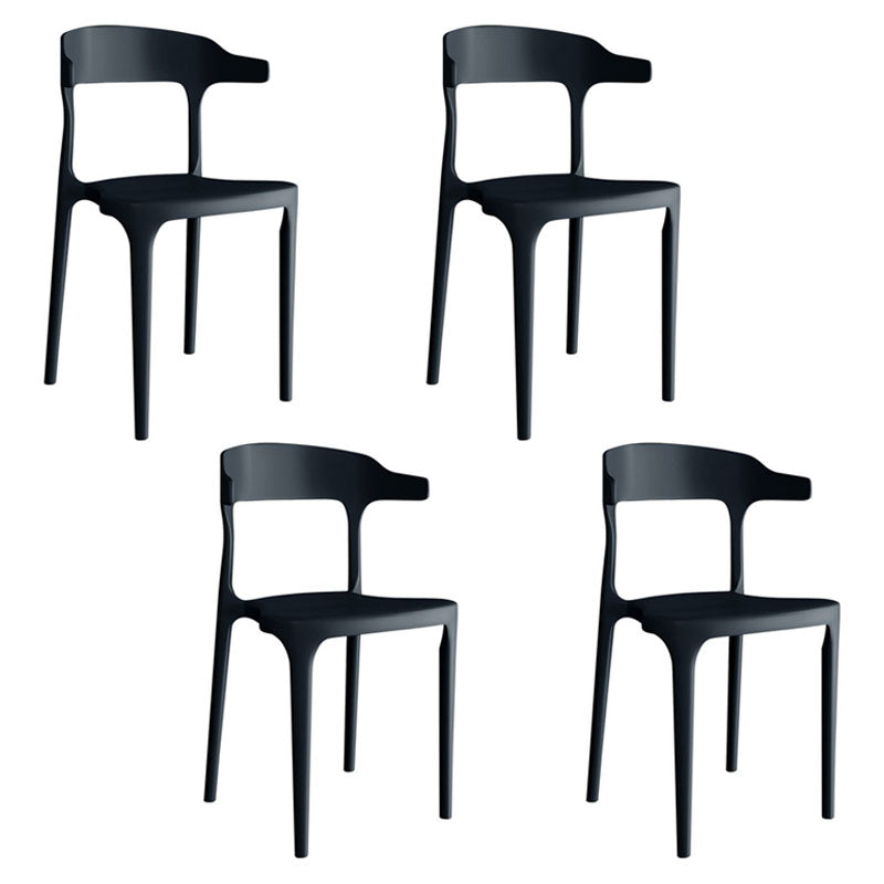 Silla de comedor moderna de plástico con acabado mate y respaldo abierto