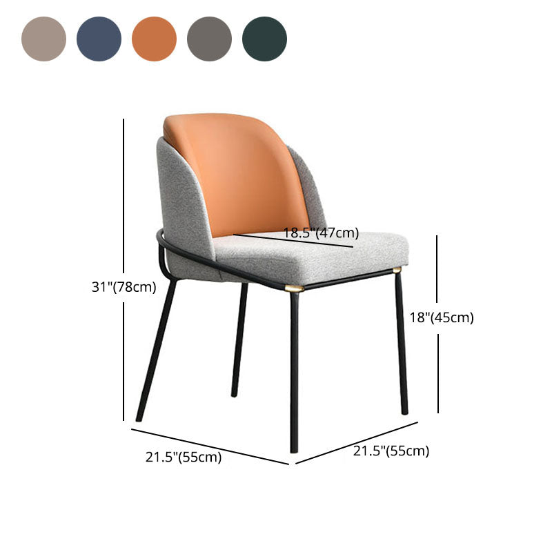 Sillas laterales de tela de comedor escandinavo Silla con respaldo sólido sin brazos