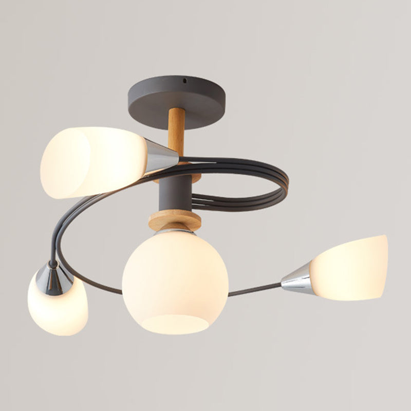 Glass Geometric Shape Flush Ceiling Light Modern Style Multi Lights Flush Mount Lighting