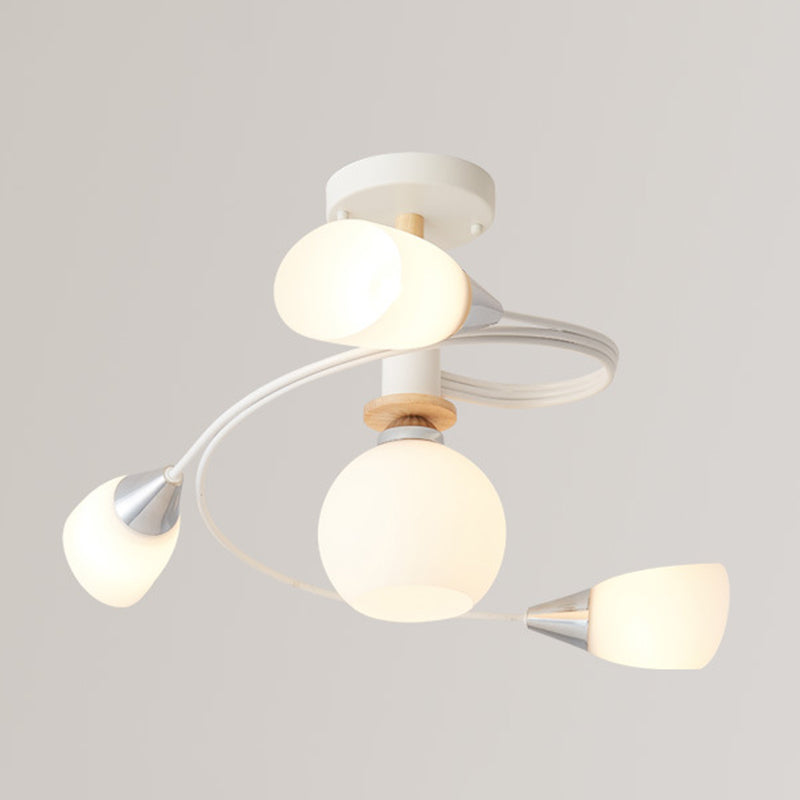 Glass Geometric Shape Flush Ceiling Light Modern Style Multi Lights Flush Mount Lighting