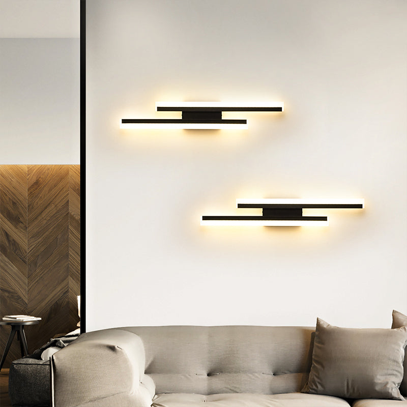 Linear Wall Lighting Fixtures Modern Style Metal 2 Lights Wall Lighting