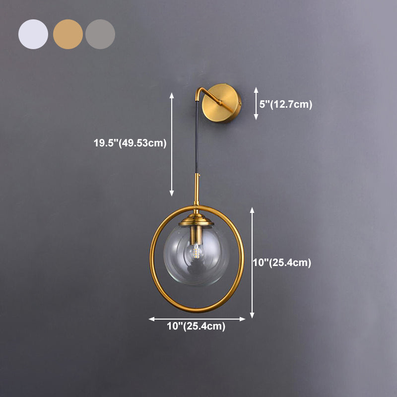 Runde Wandleuchte minimalistische Leuchtenleuchte mit Glasschatten
