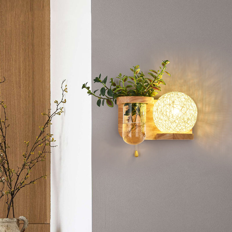 Holzwandleuchte ohne Pflanzen moderne Wandleuchte für das Wohnzimmer