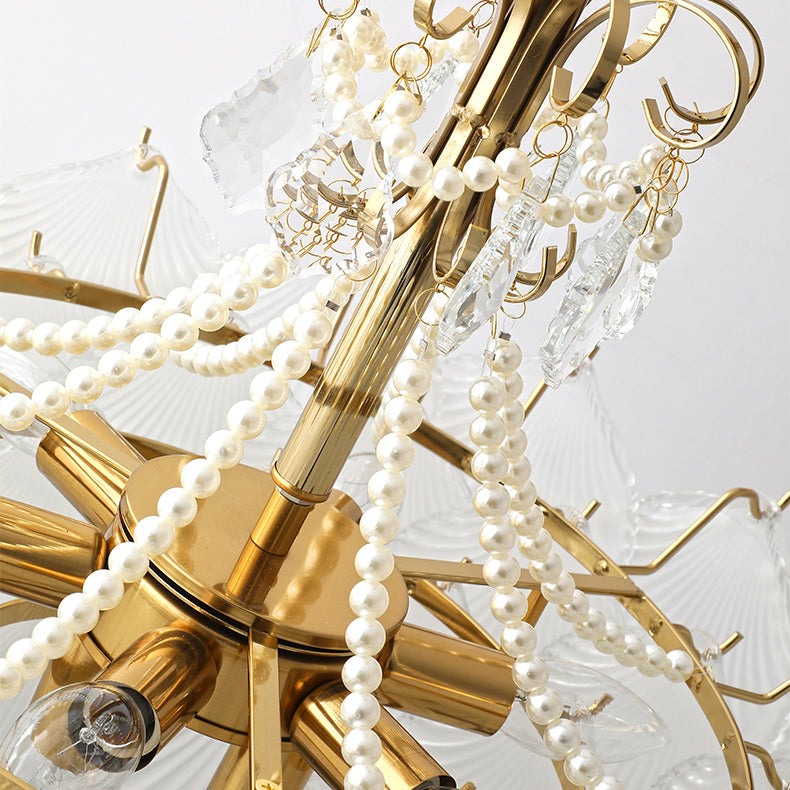 American Style Glass Chandelier Multi Light Hanging Light for Bedroom Dining Room