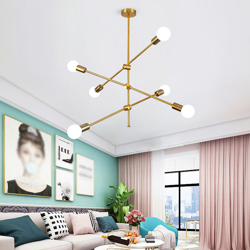 Luz de lámpara de lámpara de estilo dorado de estilo moderno de forma apilada de forma colgante de metal iluminación