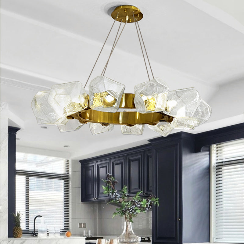 Modern Style 12 Lights Chandelier Light Fixture Irregular Shape Glass Hanging Light