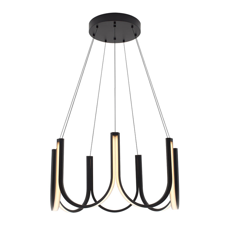 Simple Metal Chandelier Lighting Fixture Black Linear Chandelier Pendant Light for Bedroom