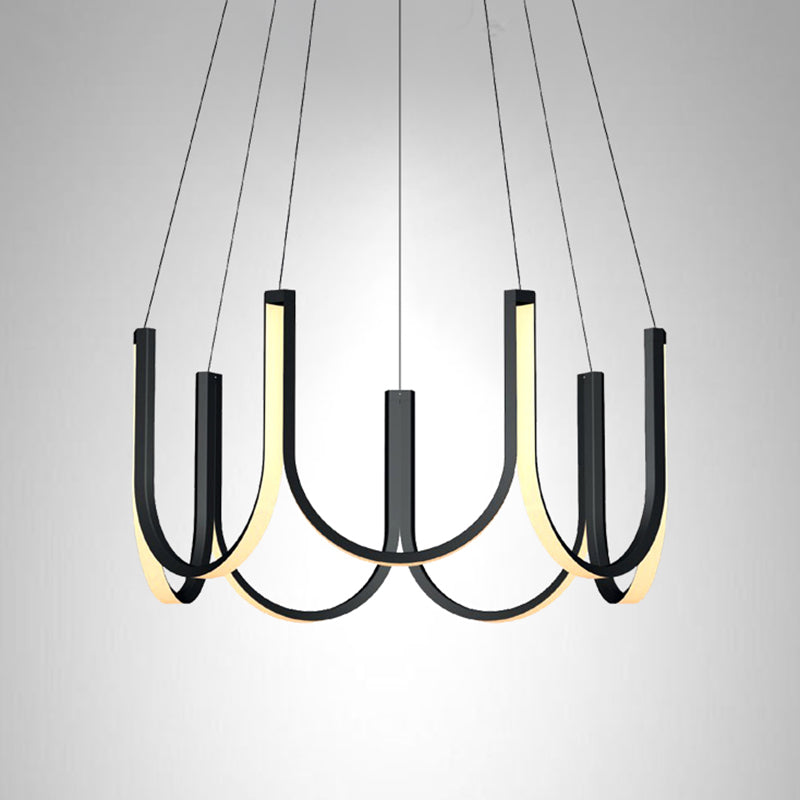 Accesorio de iluminación de araña de metal simple luz lineal lineal luz colgante para dormitorio