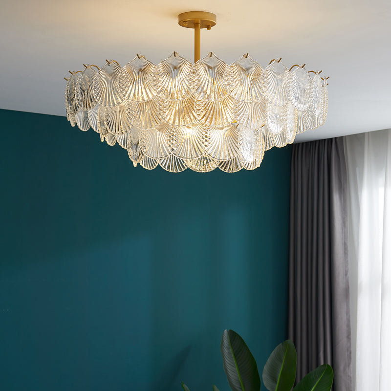 Countryside Style Chandelier Light Glass Multi Head Pendant Light for Living Room