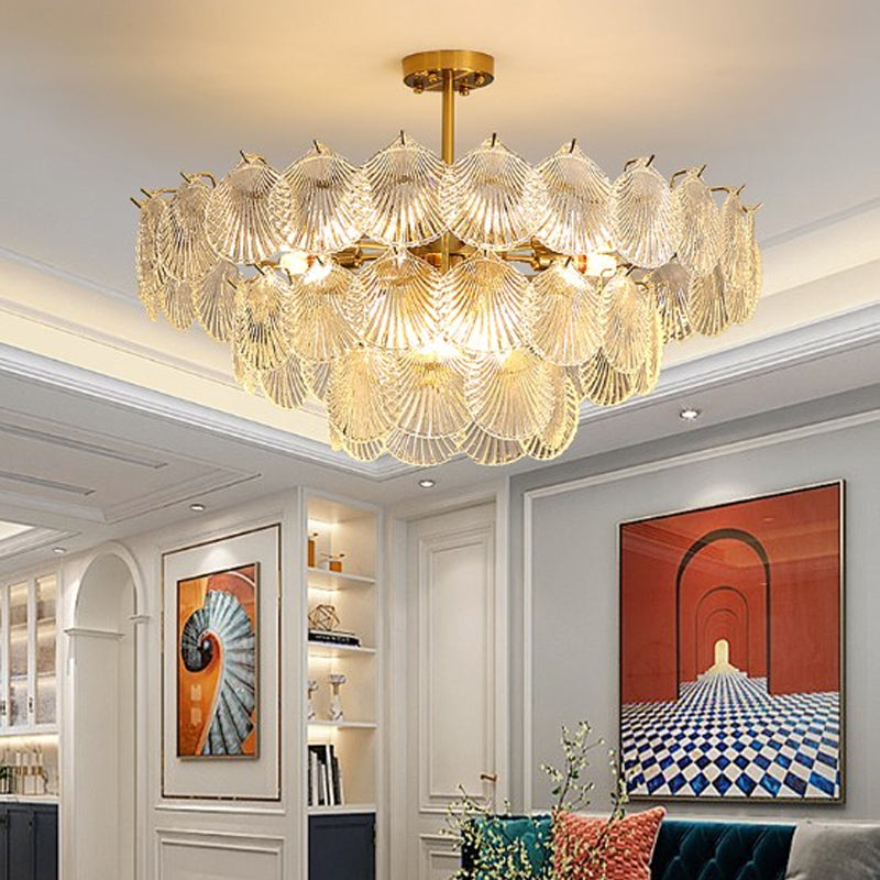 Countryside Style Chandelier Light Glass Multi Head Pendant Light for Living Room