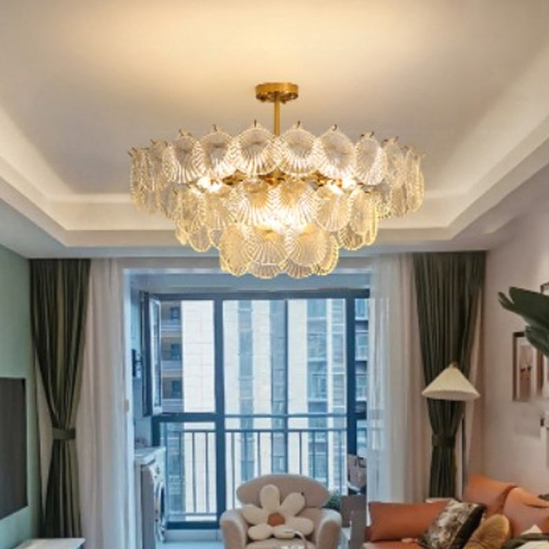 Countryside Style Chandelier Light Glass Multi Head Pendant Light for Living Room