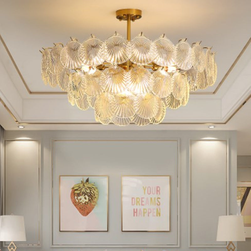 Countryside Style Chandelier Light Glass Multi Head Pendant Light for Living Room