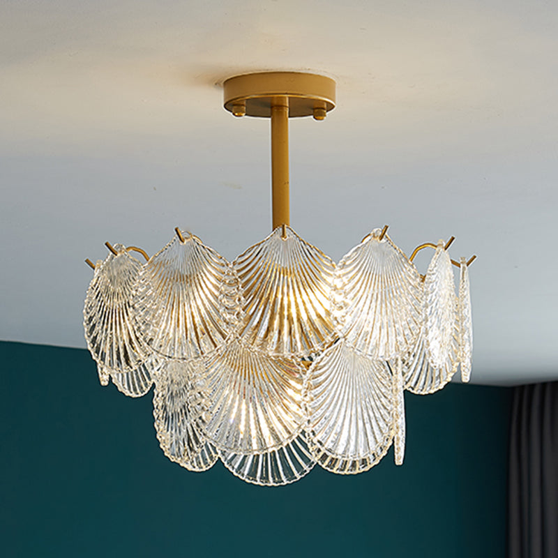 Countryside Style Chandelier Light Glass Multi Head Pendant Light for Living Room
