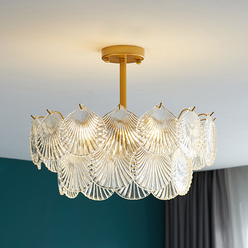 Countryside Style Chandelier Light Glass Multi Head Pendant Light for Living Room