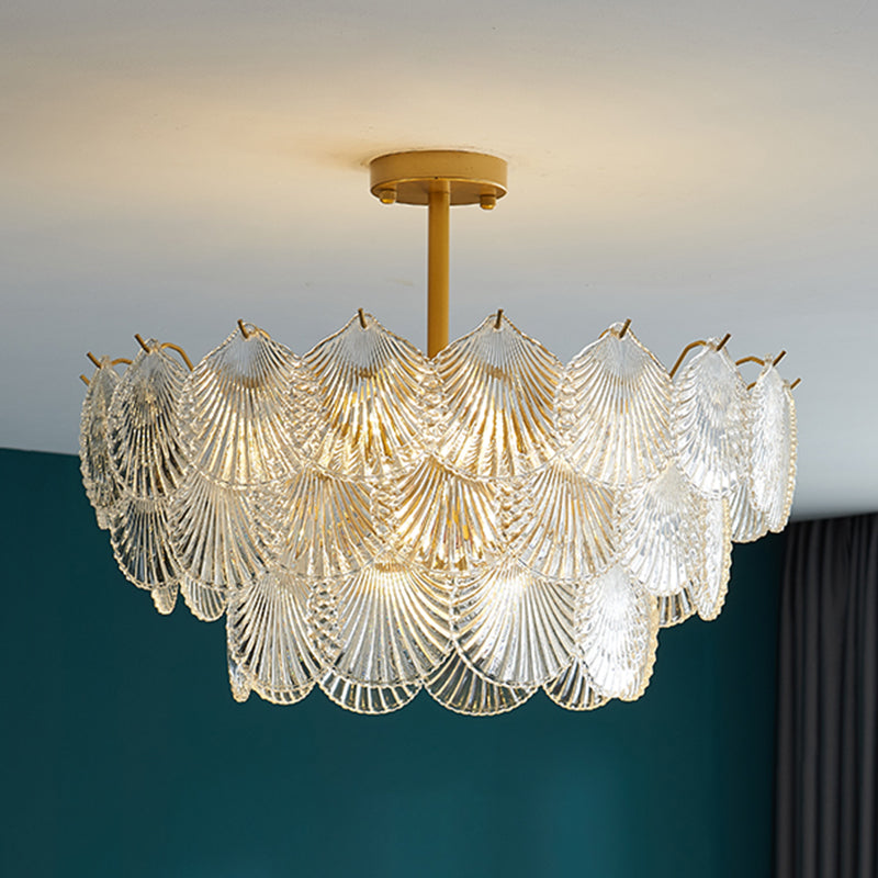 Countryside Style Chandelier Light Glass Multi Head Pendant Light for Living Room