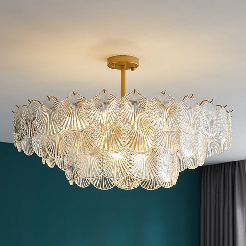 Countryside Style Chandelier Light Glass Multi Head Pendant Light for Living Room