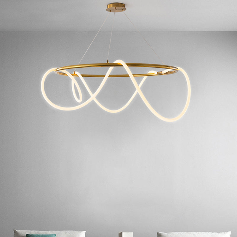 Simple Style Chandelier Gold Led Hanging Light for Bedroom Dining Room