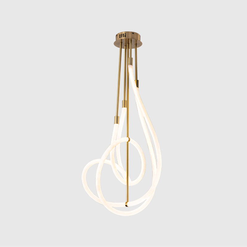 Simple Style Chandelier Gold Led Hanging Light for Bedroom Dining Room