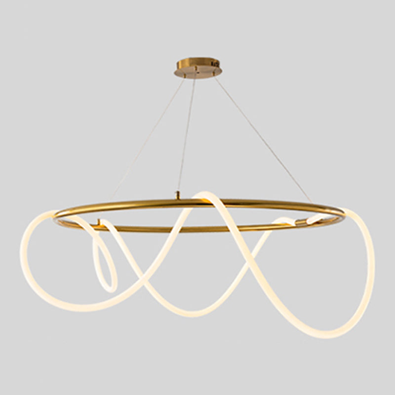 Simple Style Chandelier Gold Led Hanging Light for Bedroom Dining Room