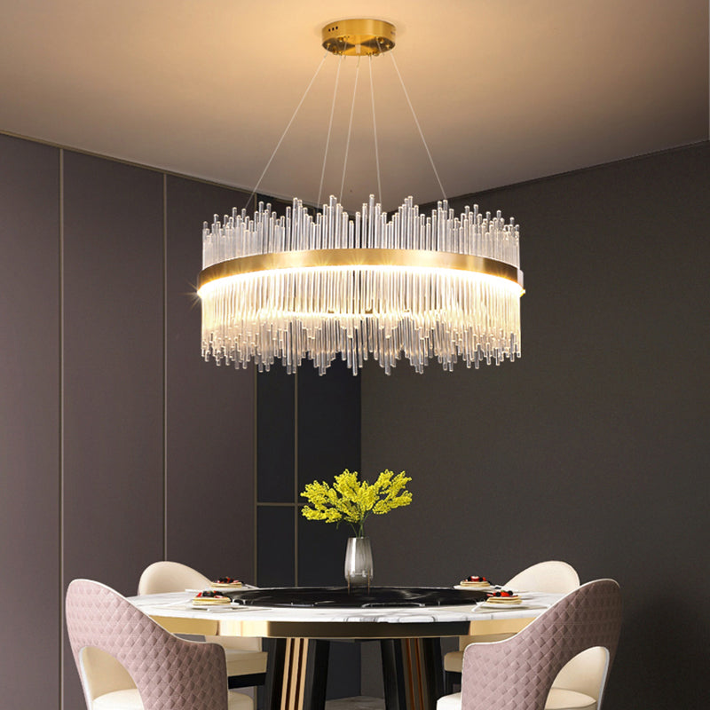 Luz de colgante LED de cristal de lámpara de lámpara de estilo contemporáneo para sala de estar