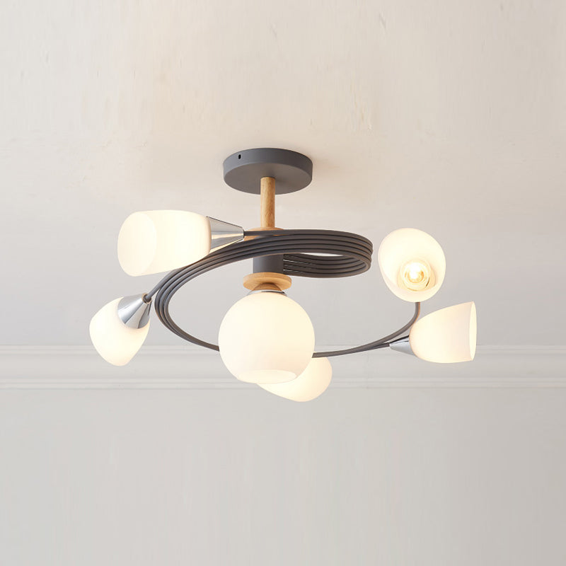 6-lichts kroonluchter licht Macron glazen hanglamp voor woonkamer