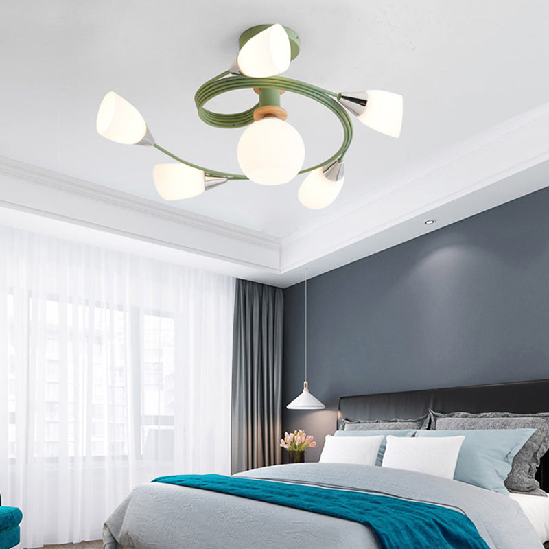 6-lichts kroonluchter licht Macron glazen hanglamp voor woonkamer