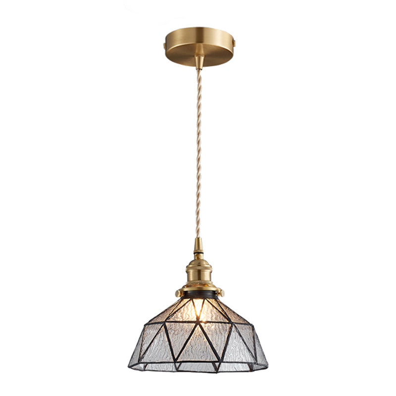 Vintage Glass Pendant Light 1-Light Geometric Ceiling Light Fixture for Hallway