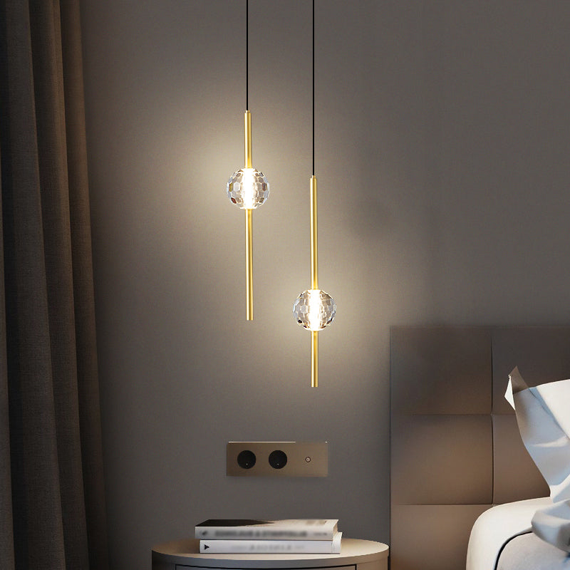 Contemporary Hanging Ceiling Light Linear Crystal Linear Pendant Light for Bedroom