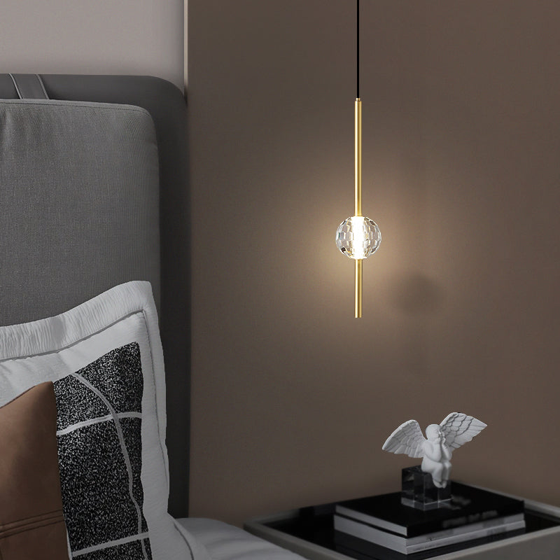 Contemporary Hanging Ceiling Light Linear Crystal Linear Pendant Light for Bedroom