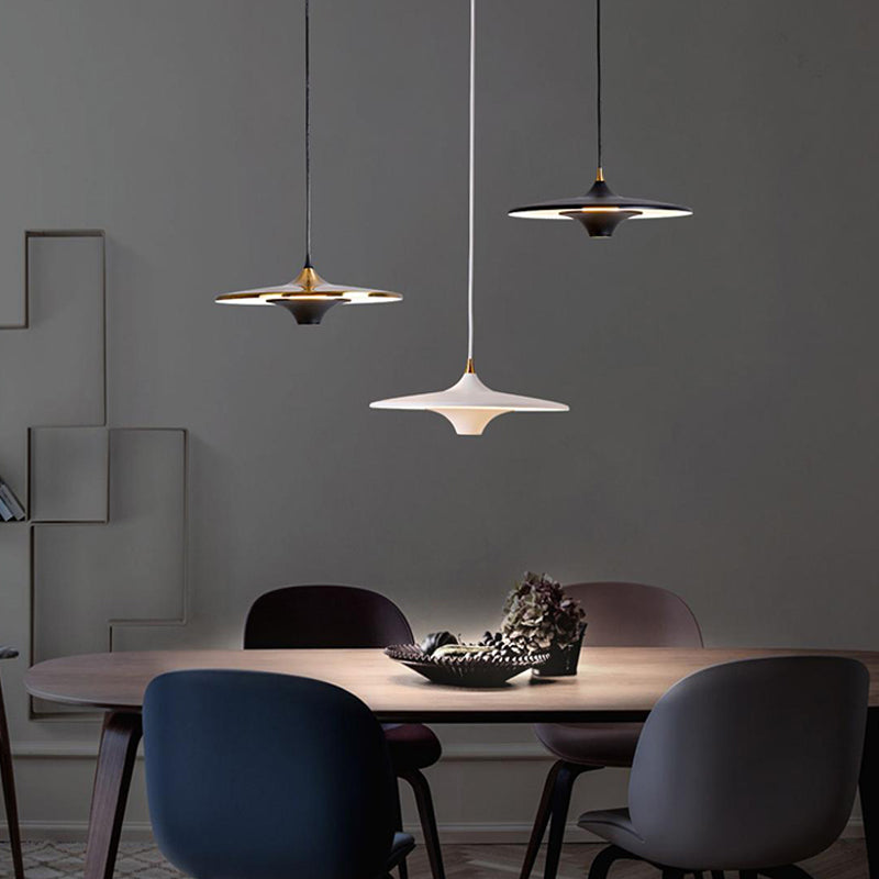 Metal Circle Down Lighting Pendant Contemporary 1-Light Disk Ceiling Light