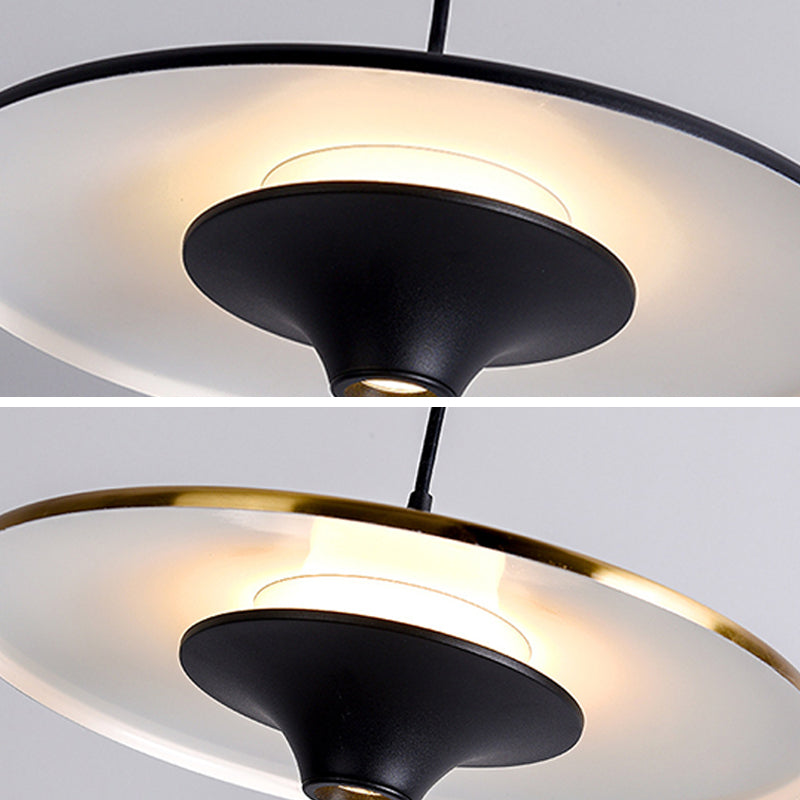 Metal Circle Down Lighting Pendant Contemporary 1-Light Disk Ceiling Light