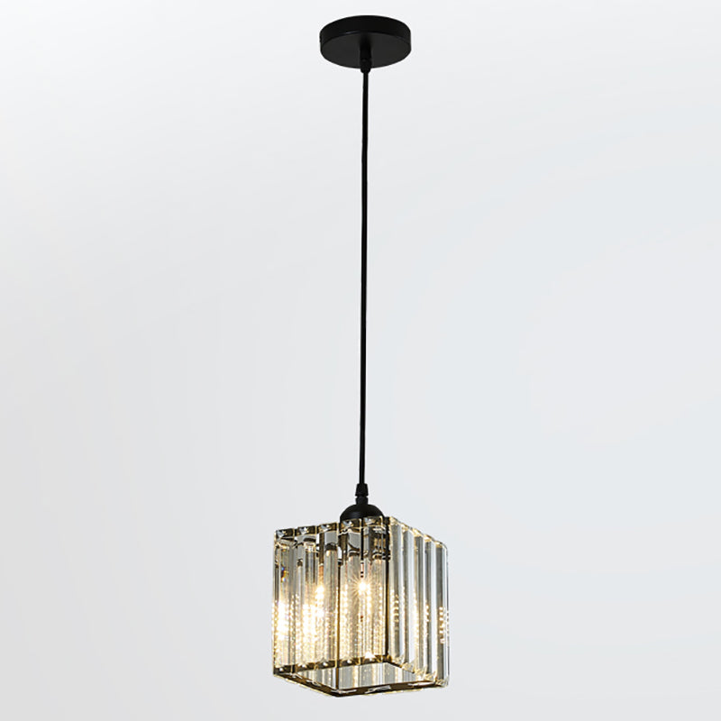 Contemporary Cube Pendant Light Crystal Hanging Pendant for Living Room