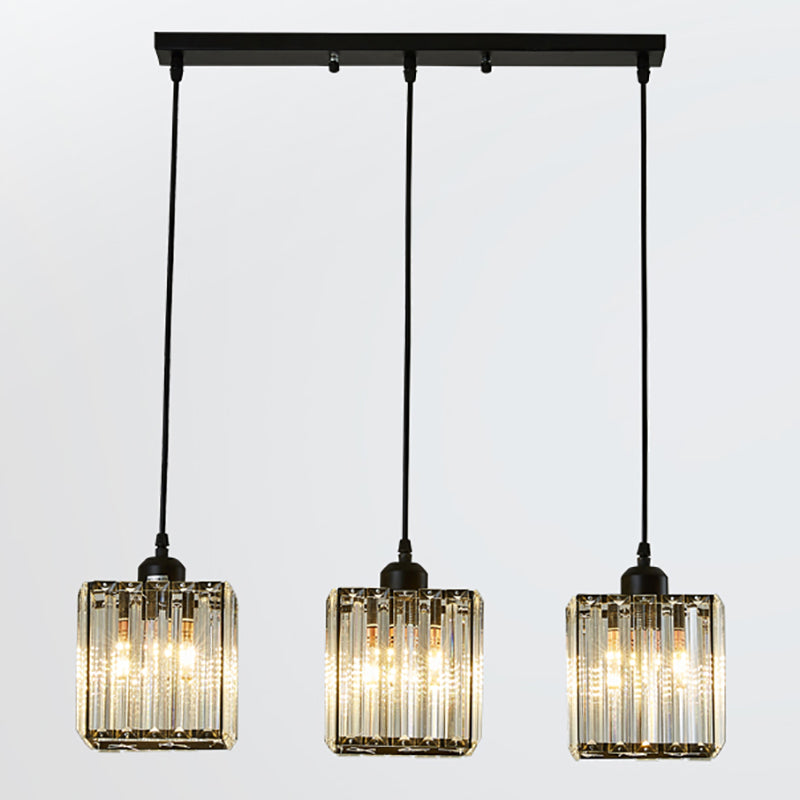 Contemporary Cube Pendant Light Crystal Hanging Pendant for Living Room