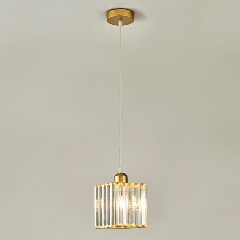 Contemporary Cube Pendant Light Crystal Hanging Pendant for Living Room