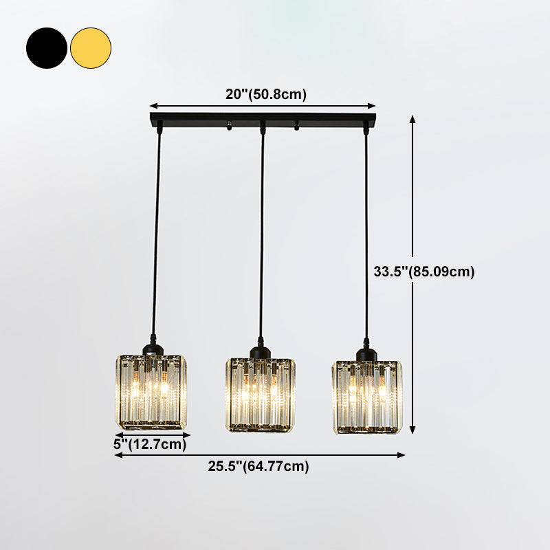 Contemporary Cube Pendant Light Crystal Hanging Pendant for Living Room