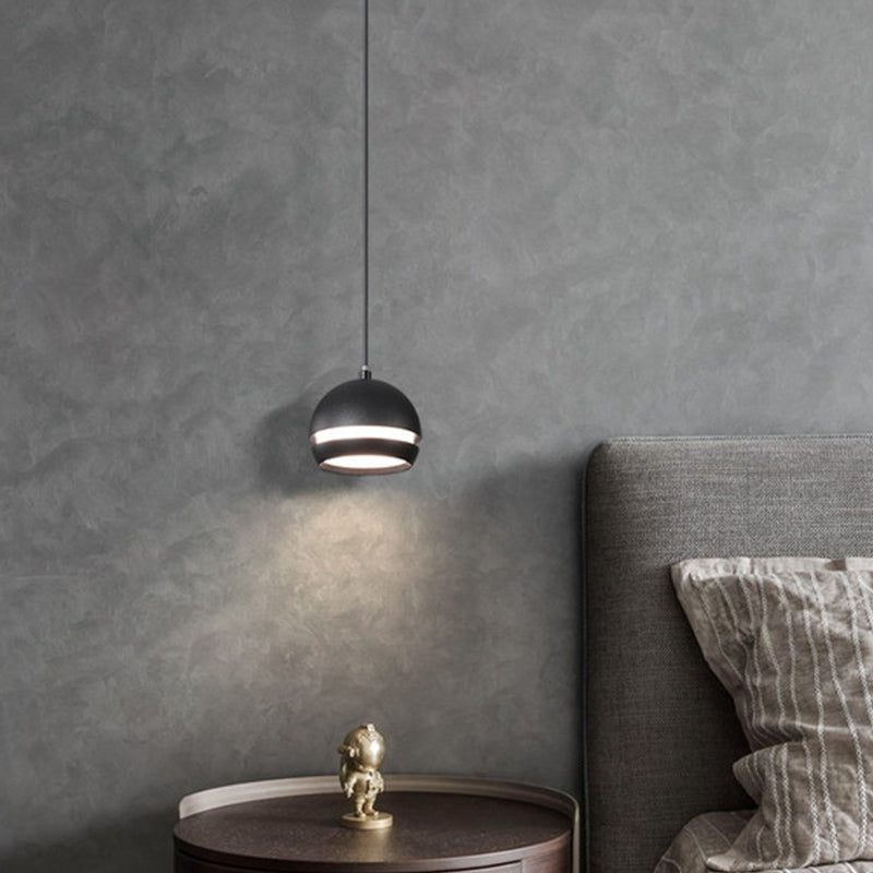 Nordic Mini LED Pendant Lamp Aluminum Bedside Hanging Light in Black