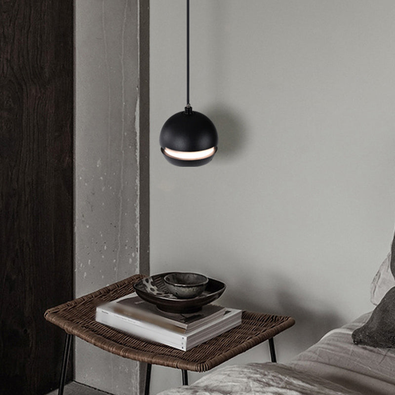Nordic Mini LED Pendant Lamp Aluminum Bedside Hanging Light in Black