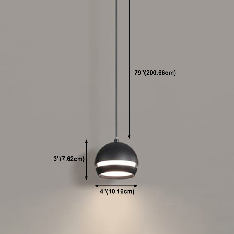 Nordic Mini LED Pendant Lamp Aluminum Bedside Hanging Light in Black