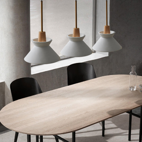 Resin Conical Drop Lamp Macaron 1 Bulb Solid Wood Pendant Light