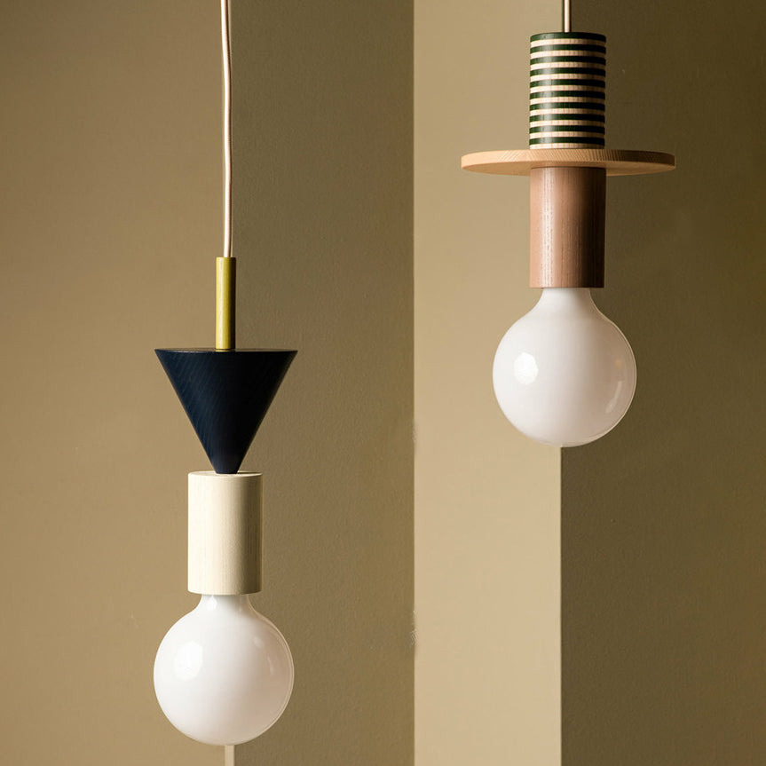 Solid Wood Small Pendant Lamp Macaron Style 1-Light Suspension Light