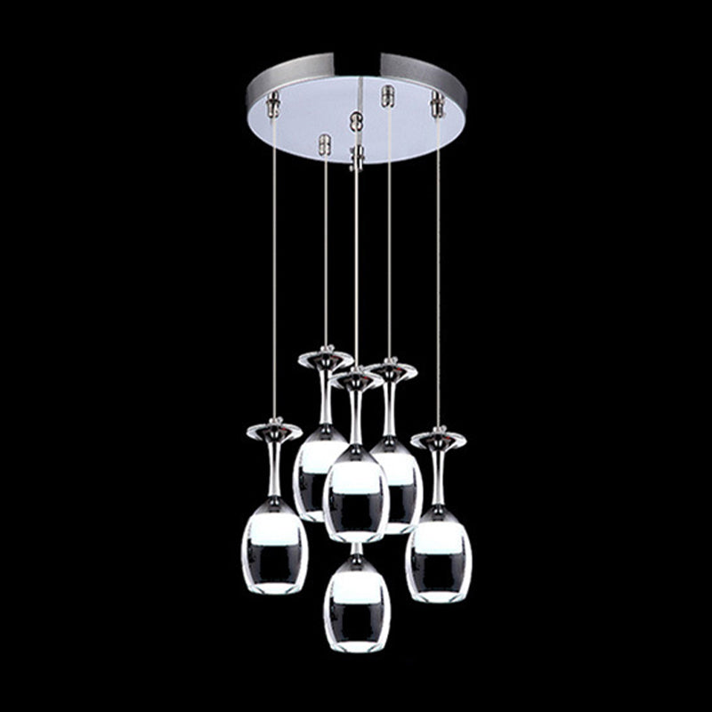 Stylish Wine Cup Pendant Light Acrylic Dining Room LED Suspension Light in Chrome