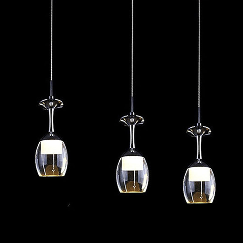 Stylish Wine Cup Pendant Light Acrylic Dining Room LED Suspension Light in Chrome