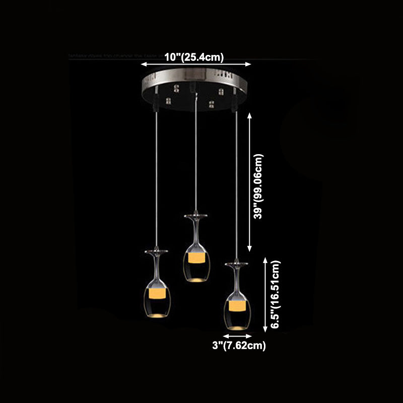 Stylish Wine Cup Pendant Light Acrylic Dining Room LED Suspension Light in Chrome