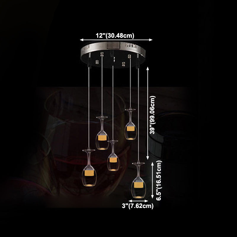 Stylish Wine Cup Pendant Light Acrylic Dining Room LED Suspension Light in Chrome