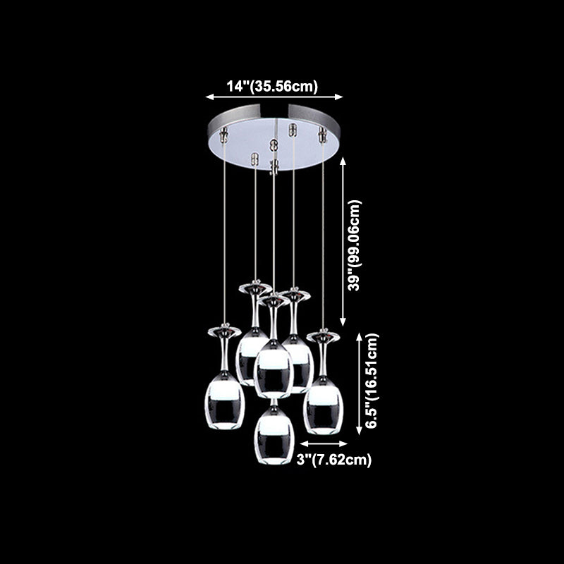 Stylish Wine Cup Pendant Light Acrylic Dining Room LED Suspension Light in Chrome