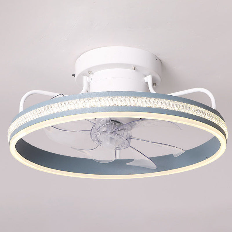 Ventilateur de plafond de cercle moderne Ventilateur de plafond à LED en métal pour chambre à coucher