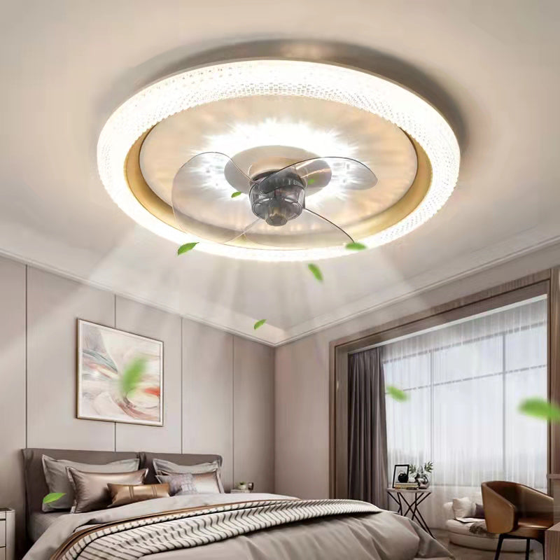 Ventilateur de plafond de cercle moderne Ventilateur de plafond à LED en métal pour chambre à coucher
